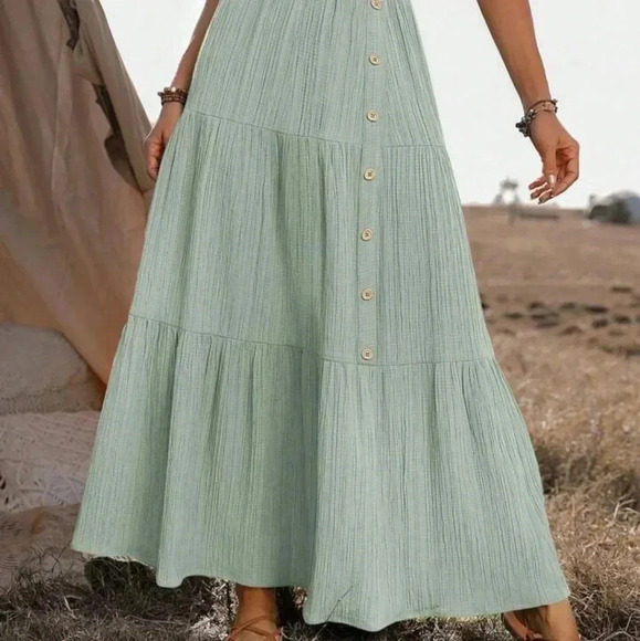 Summer Solid Color Casual Ruffle Hem Skirt - Picture 5 of 5